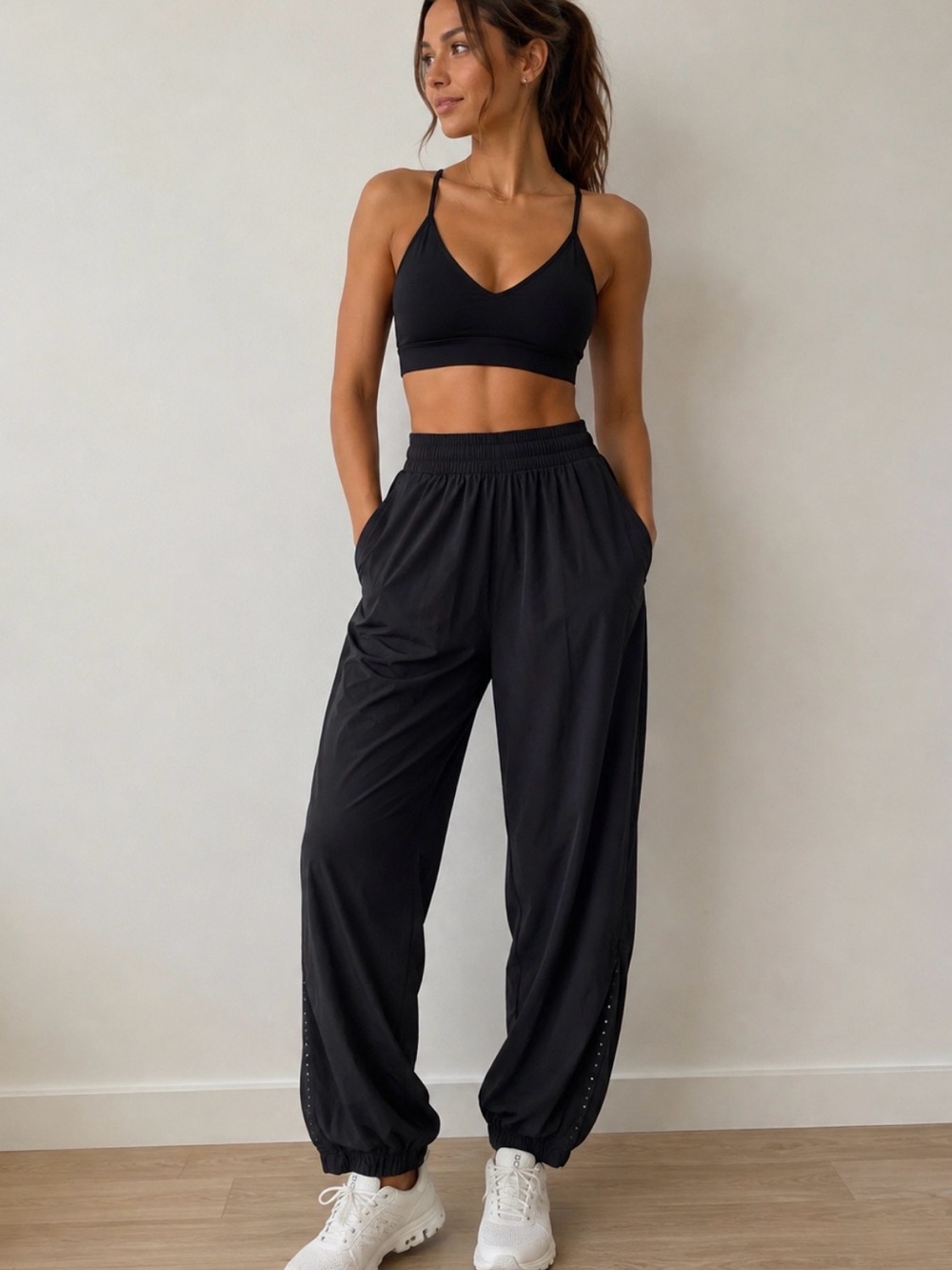 Lululemon Black Elastic-Waist Jogger Pants